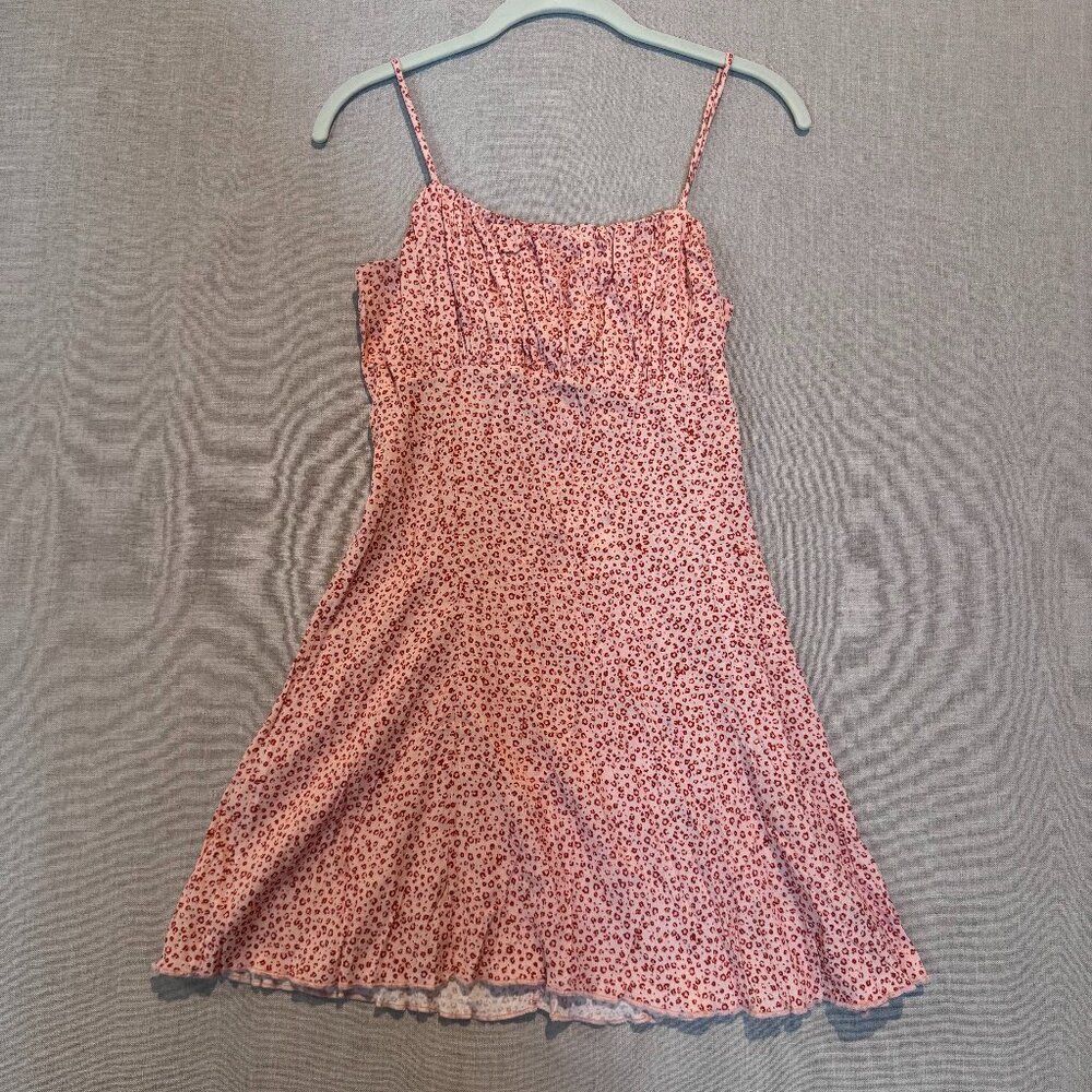 Free People NWT Small Pink Leopard Print Mini Slip Dress Boho Y2K